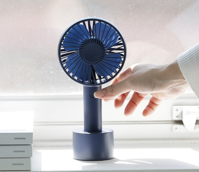 Вентилятор портативный SOLOVE manual fan Micro Usb, темно-синий фото 2