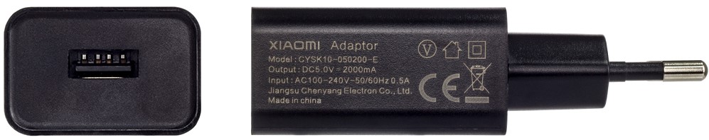 СЗУ адаптер Xiaomi Mi Adaptor 1USB. 5V, 2A (евро вилка), черный фото 2