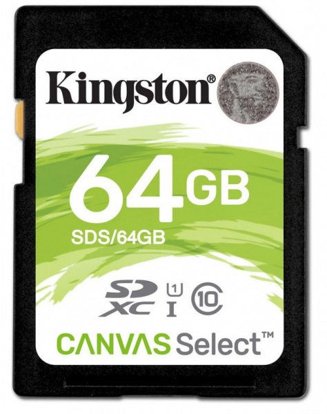 Карта памяти Kingston SDXC 64GB Class10 Canvas Select UHS-I до 80Mb/s фото 1