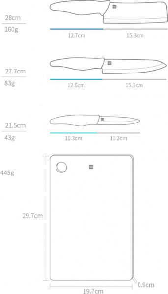Набор керамических ножей с разделочной доской Xiaomi Huo Hou фото 2